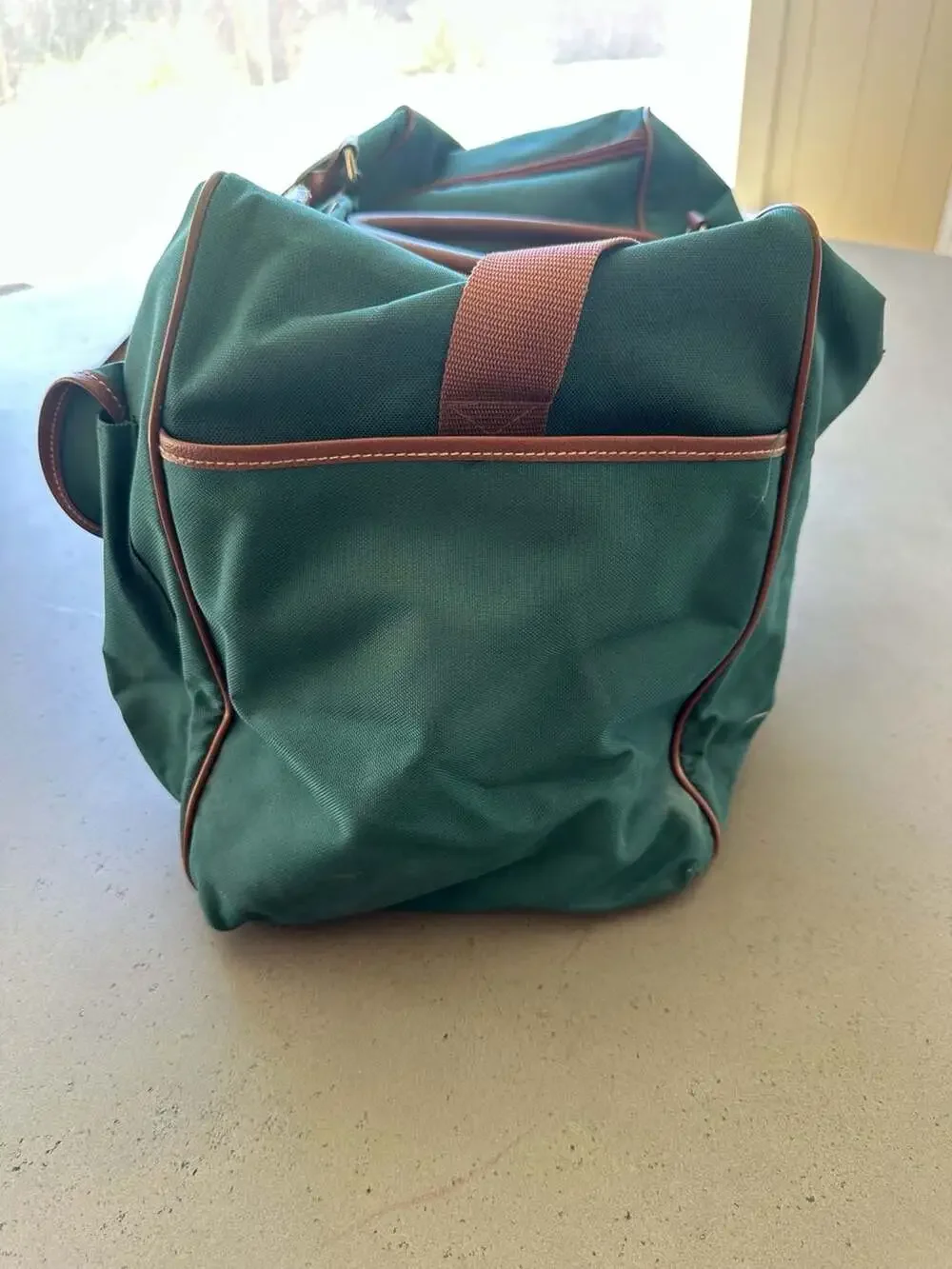 Polo Ralph Lauren Vintage Green Canvas and Leather Trim Travel Duffle Bag